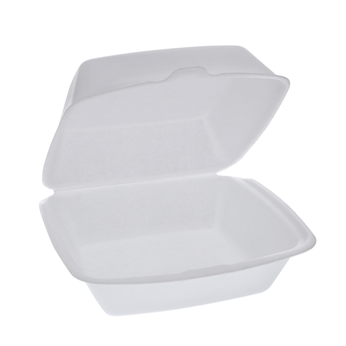 Concha de poliestireno con bisagras, 6 x 6 x 2,75, 500 unidades por caja