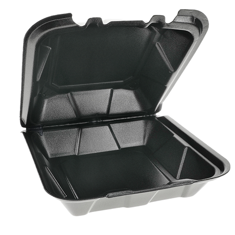 Styrofoam Hinged Clamshell 8*8*2.75 1 Compartment 150/Case
