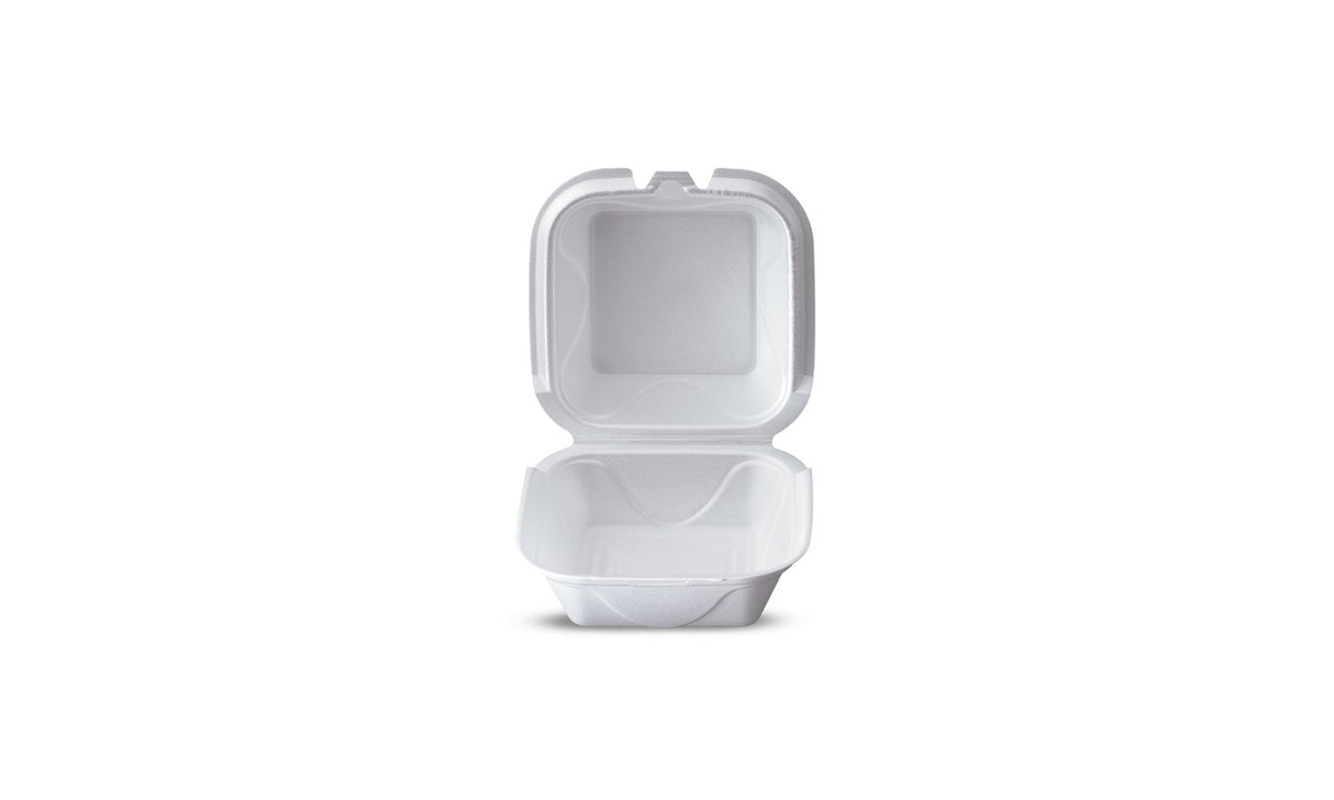 Darnel Styrofoam Hinged Clamshell B-1, Small Sandwich (5 1/4" x 5 1/8" x 2 3/4) 500/Case