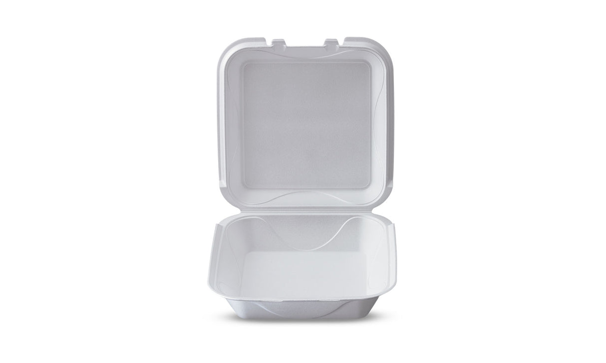 Caja con bisagras de poliestireno Darnel S1 (9 3/16" x 9 3/16" x 3") 200 unidades