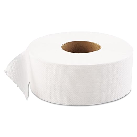 Victoria Bay Toilet Paper & Tissue Roll 3.3 IN 2PLY Virgin Paper White Embossed Jumbo Jr (JRT) 12 Rolls/Case
