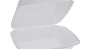 Concha de poliestireno con bisagras, 6 x 6 x 2,75, 500 unidades por caja
