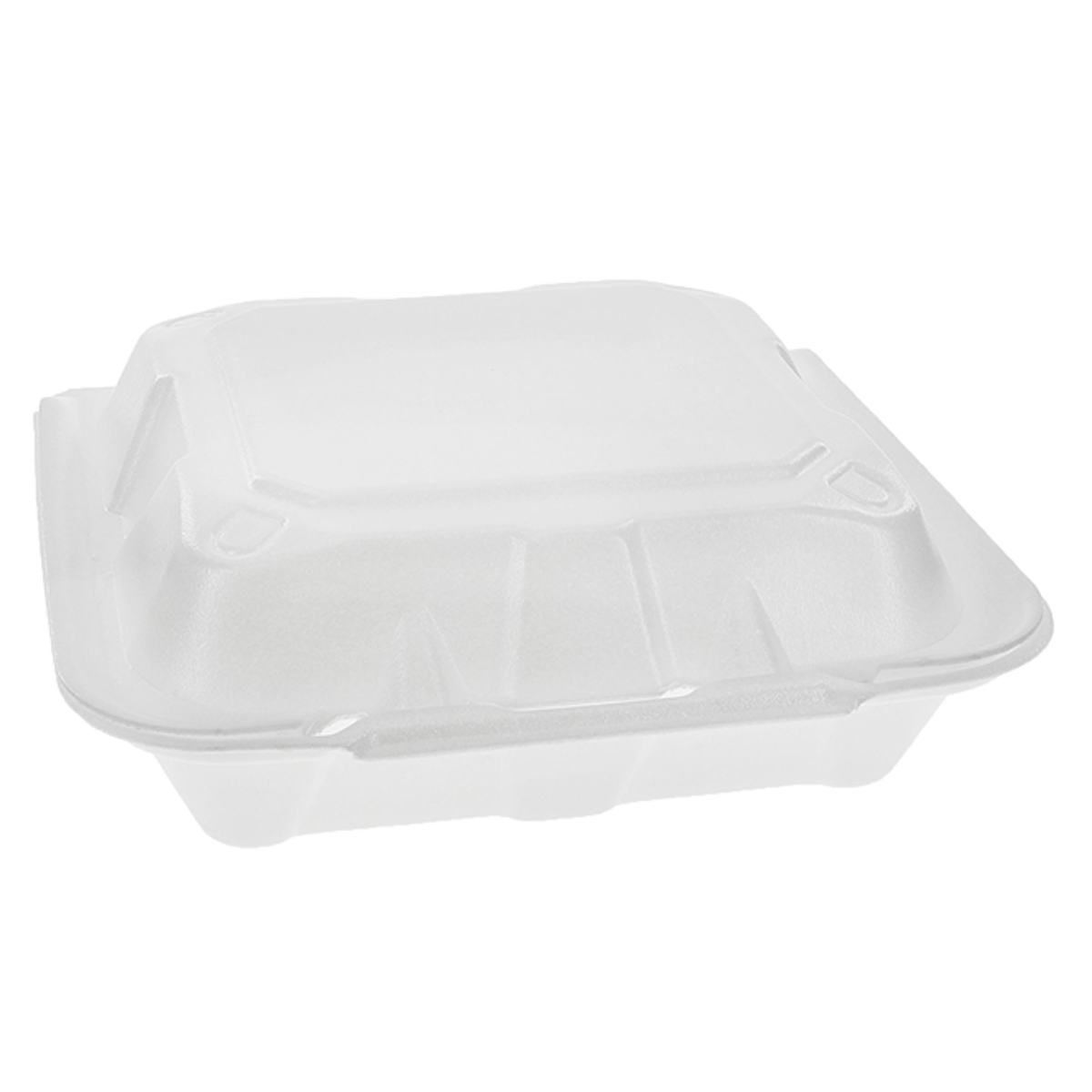 Styrofoam Hinged Clamshell 8*8*2.75 1 Compartment 150/Case