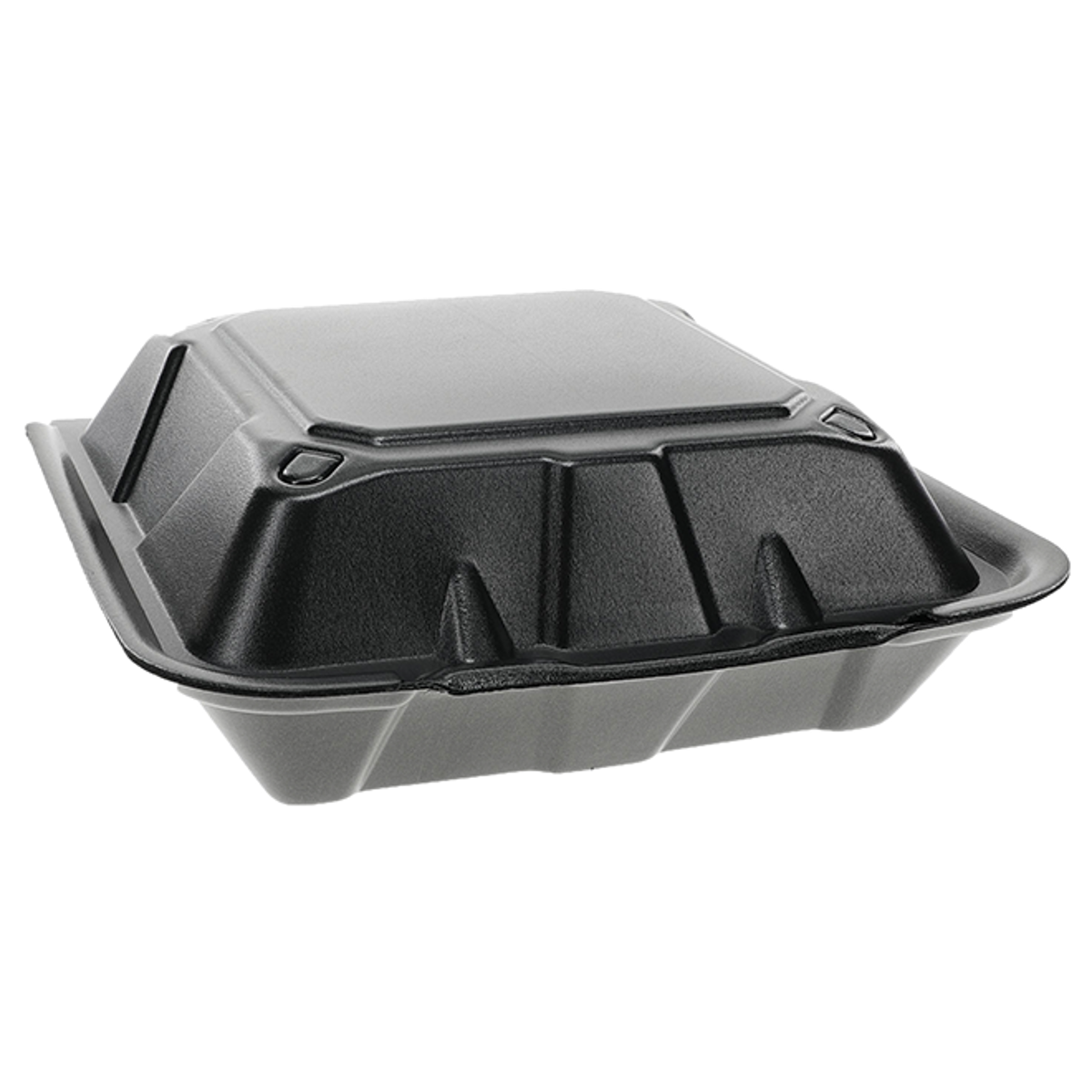 Styrofoam Hinged Clamshell 9*9*2.75 3 Compartment 150/Case