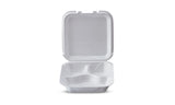 Darnel Styrofoam Hinged Clamshell S3 Vented, 3-compartment Large (9 3/16" x 9 3/16" x 3") 200/Case