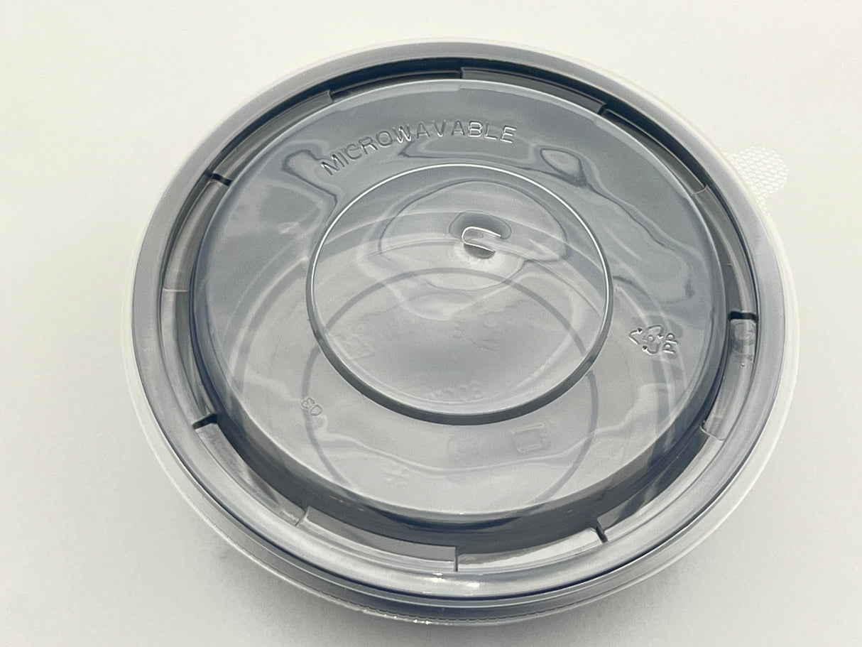 Plastic Round Bowl/Lid - 7 1/3" x 2" Round 32oz. 150/Case - Albert's Distribution