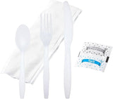 6 PC Cutlery Kit Plastic With Napkin,Fork,Knife,Salt & Pepper,Teaspoon 250/Case